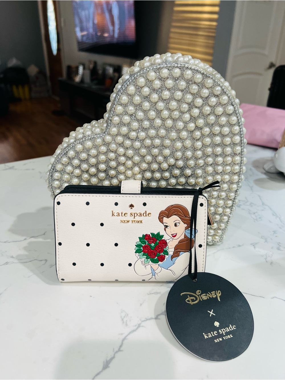 New Kate Spade Disney Belle Polka Dot Zip Wallet